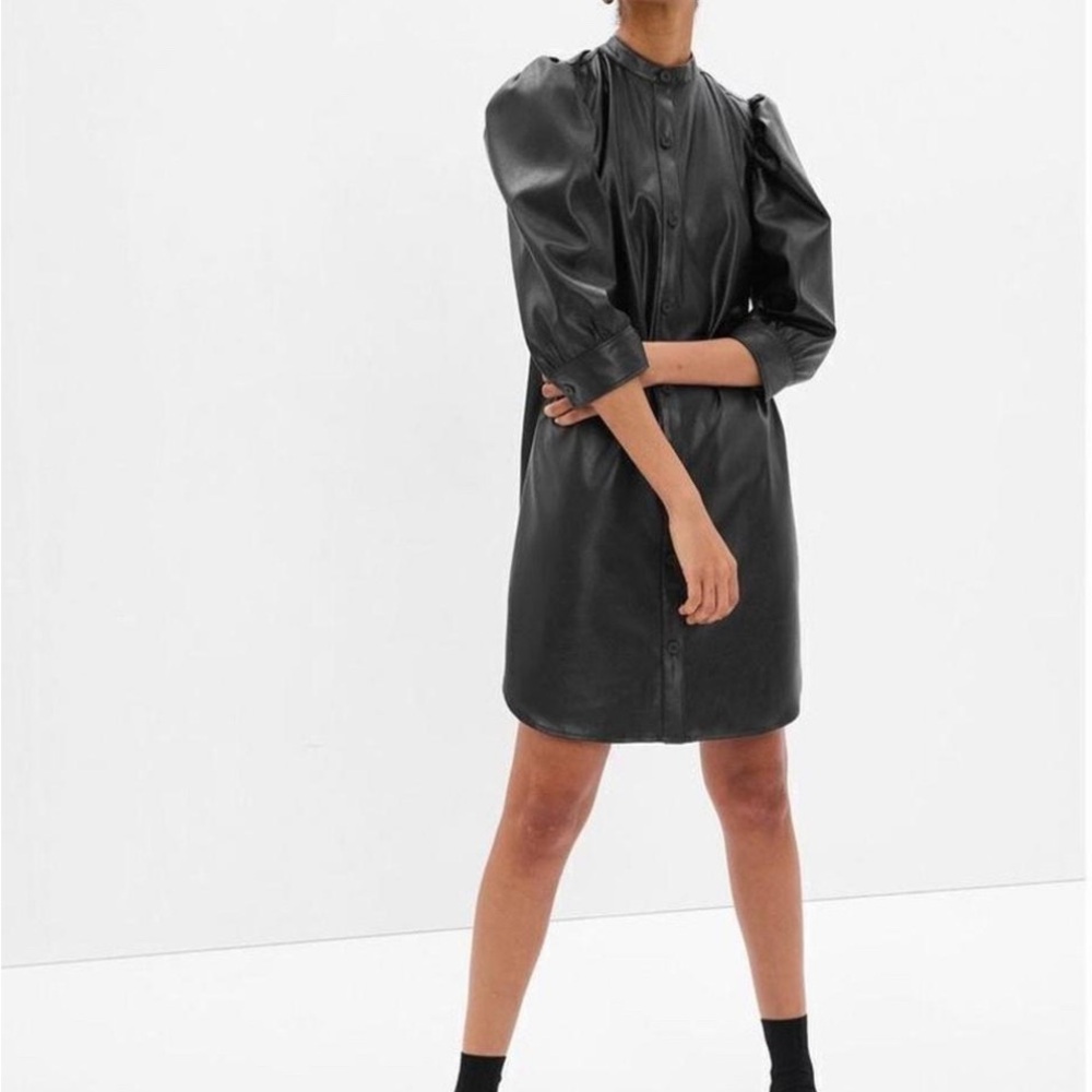 Gap Chic Black Vegan Leather Dress